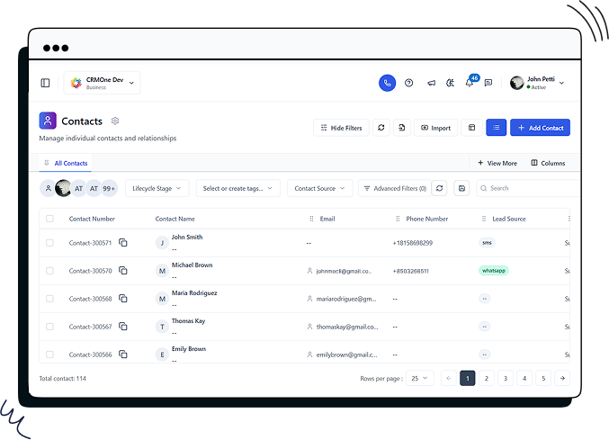 Bulk Import Dashboard of CRMOne